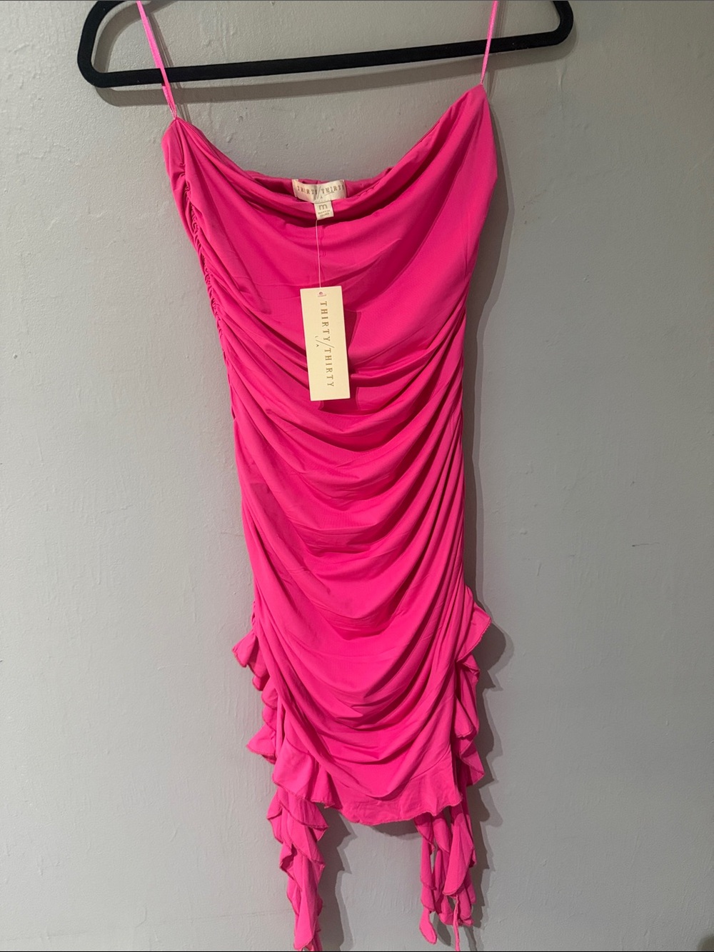 Hot Pink Ruched Draped Slip Dress